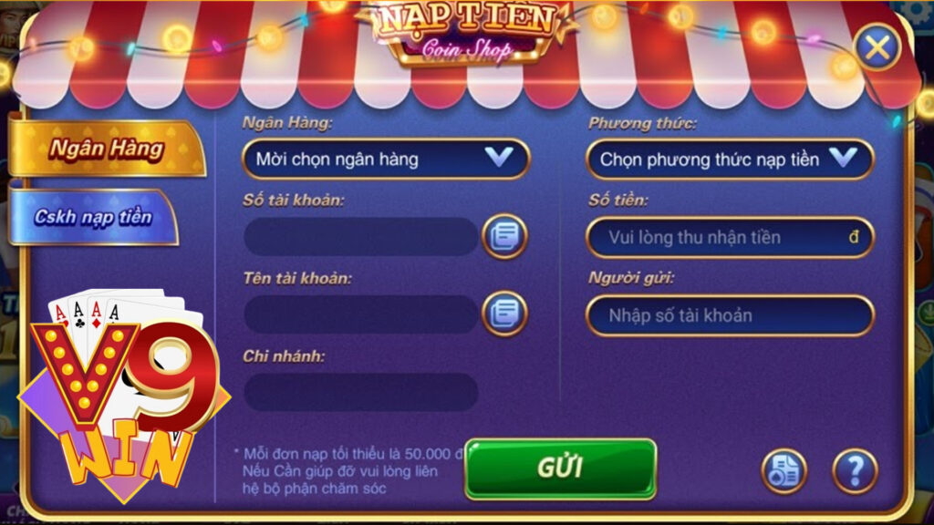 Hướng Dẫn Nạp Tiền V9Win