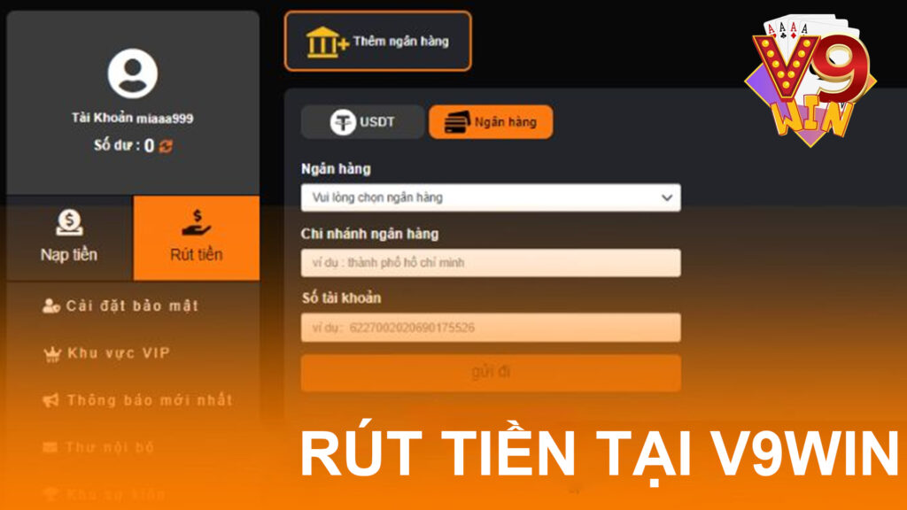 Rút Tiền V9Win Đơn Giản & Nhanh Gọn